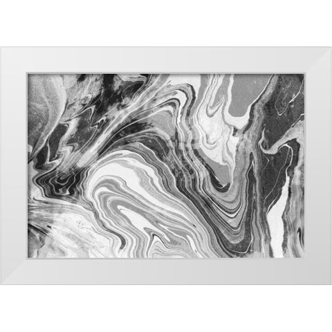 Marbling BW White Modern Wood Framed Art Print by Peck, Gail