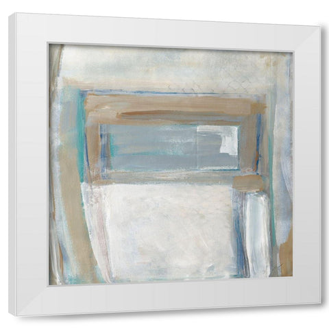 Grey Squares I White Modern Wood Framed Art Print by Pattinian, Merri
