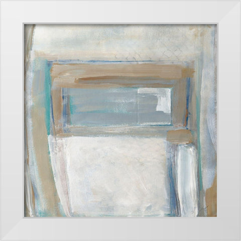 Grey Squares I White Modern Wood Framed Art Print by Pattinian, Merri