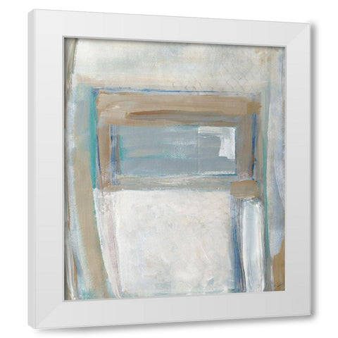 Grey Squares Rectangle I White Modern Wood Framed Art Print by Pattinian, Merri