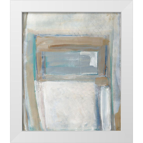Grey Squares Rectangle I White Modern Wood Framed Art Print by Pattinian, Merri