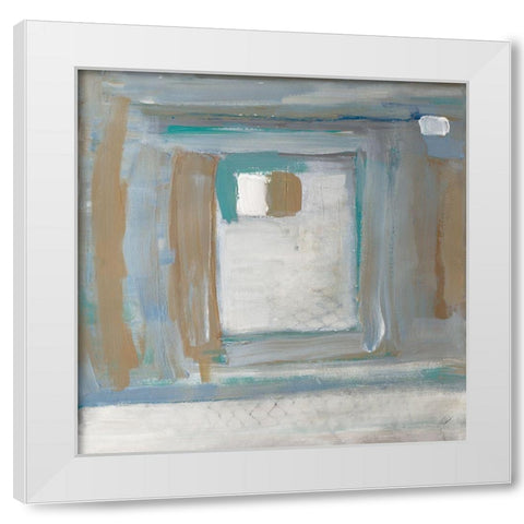 Grey Squares II White Modern Wood Framed Art Print by Pattinian, Merri