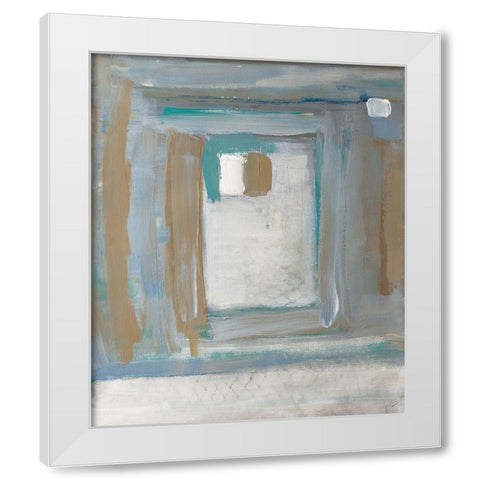 Grey Squares Rectangle II White Modern Wood Framed Art Print by Pattinian, Merri