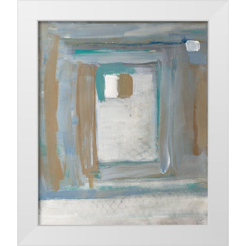 Grey Squares Rectangle II White Modern Wood Framed Art Print by Pattinian, Merri