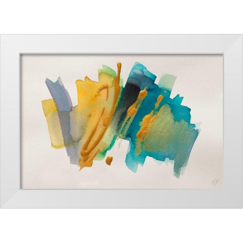 Amber Gold I White Modern Wood Framed Art Print by Loreth, Lanie