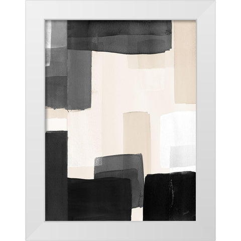 Neutral Shapes White Modern Wood Framed Art Print by Loreth, Lanie