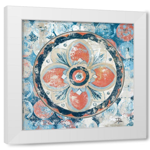 Old Portugese Hue on Circles White Modern Wood Framed Art Print by Pinto, Patricia