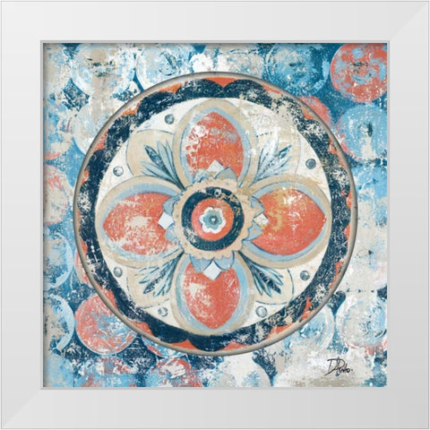 Old Portugese Hue on Circles White Modern Wood Framed Art Print by Pinto, Patricia