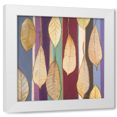 Leaves And Stripes I White Modern Wood Framed Art Print by Pinto, Patricia