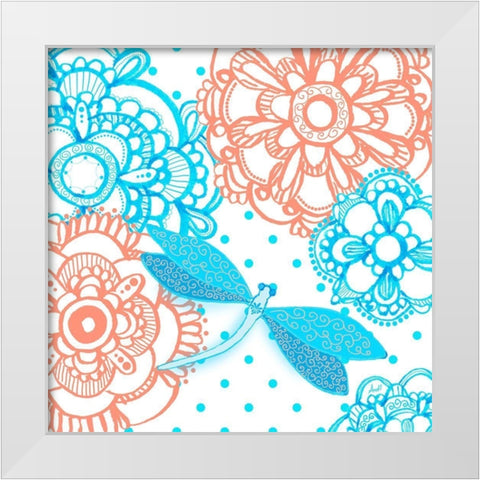 Mandala Dragonfly Square White Modern Wood Framed Art Print by Metz, Andi