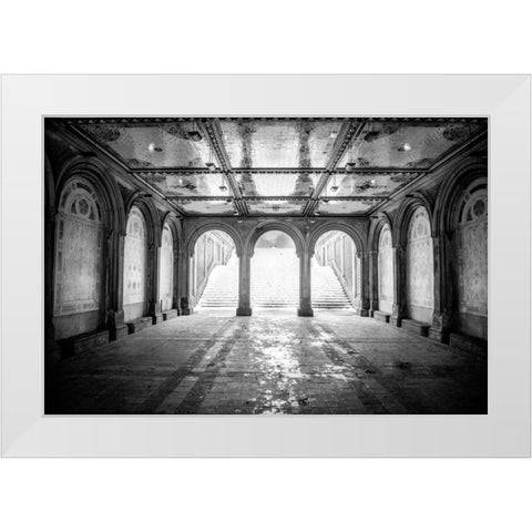 Bethesda Terrace White Modern Wood Framed Art Print by Bill Carson Photography