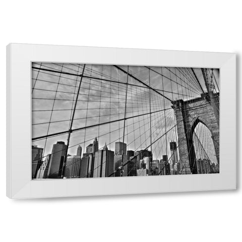 Brooklyn Bridge White Modern Wood Framed Art Print by Bill Carson Photography