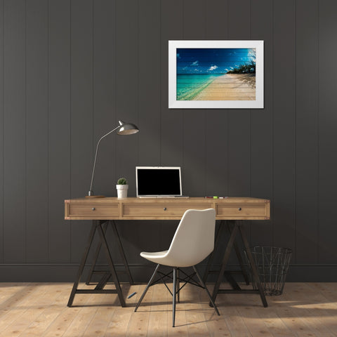 Cayman Islands Beach on Wood White Modern Wood Framed Art Print by Bill Carson Photography