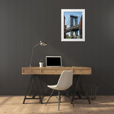 Manhattan Bridge White Modern Wood Framed Art Print by Bill Carson Photography