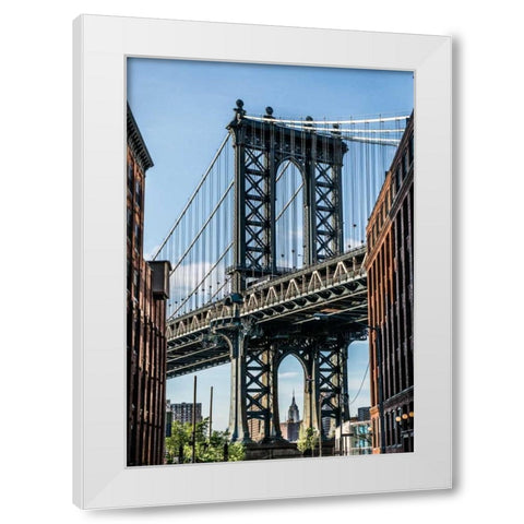 Manhattan Bridge White Modern Wood Framed Art Print by Bill Carson Photography