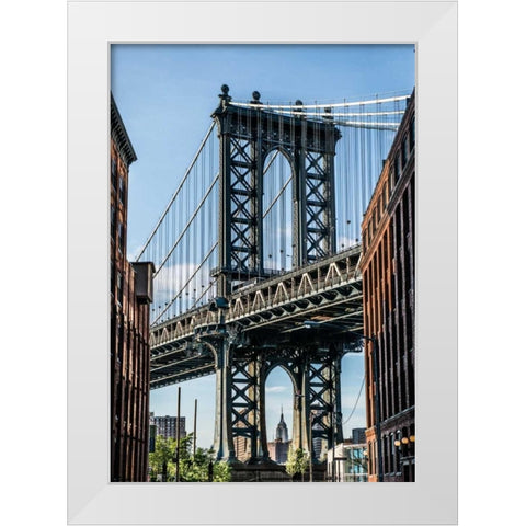 Manhattan Bridge White Modern Wood Framed Art Print by Bill Carson Photography