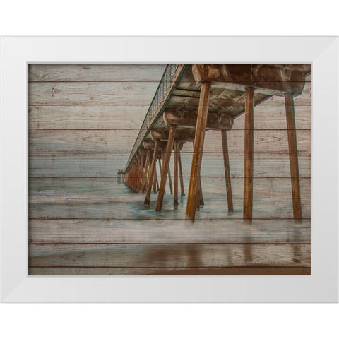 Pier on Wood I White Modern Wood Framed Art Print by Bill Carson Photography