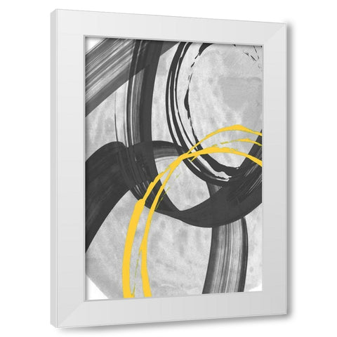Grey Winds Abstract White Modern Wood Framed Art Print by Meneely, Dan