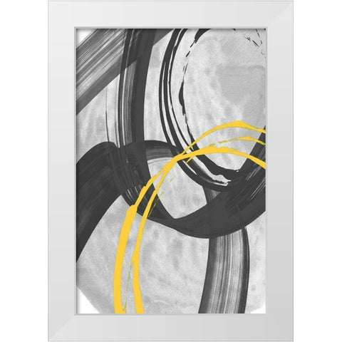 Grey Winds Abstract White Modern Wood Framed Art Print by Meneely, Dan