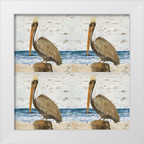 Pelican Square-4 Up White Modern Wood Framed Art Print by DeRice, Julie