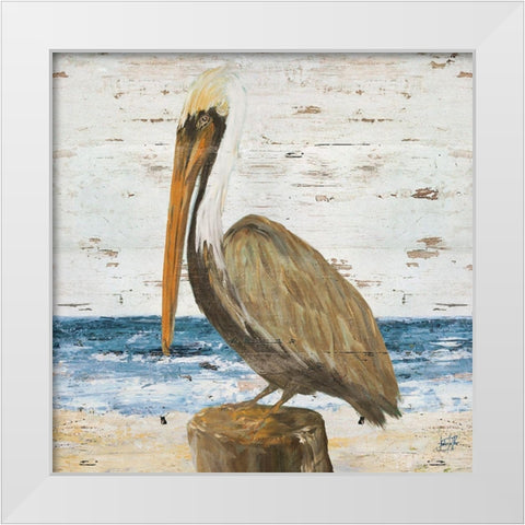 Pelican Square I White Modern Wood Framed Art Print by DeRice, Julie
