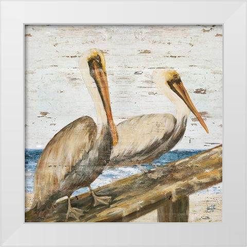 Pelican Square II White Modern Wood Framed Art Print by DeRice, Julie