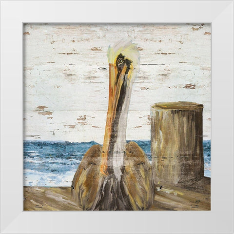 Pelican Watch II White Modern Wood Framed Art Print by DeRice, Julie
