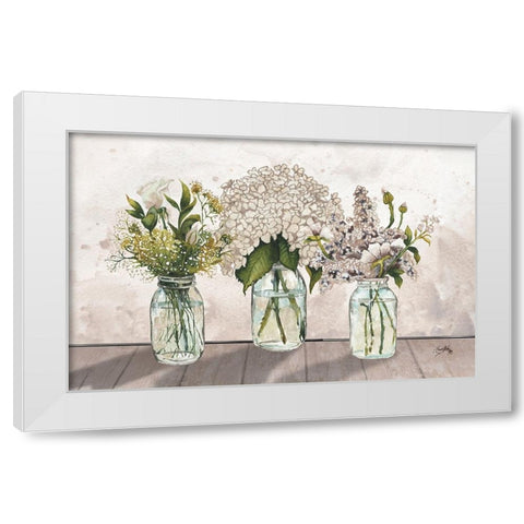 Jars Of Wildflowers White Modern Wood Framed Art Print by Medley, Elizabeth