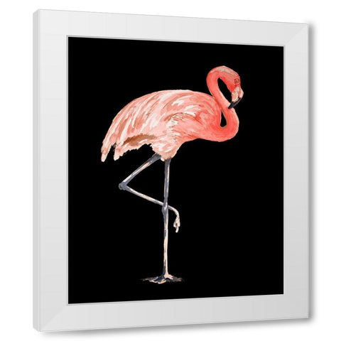 Flamingo on Black II White Modern Wood Framed Art Print by Pinto, Patricia