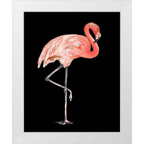 Flamingo on Black II White Modern Wood Framed Art Print by Pinto, Patricia