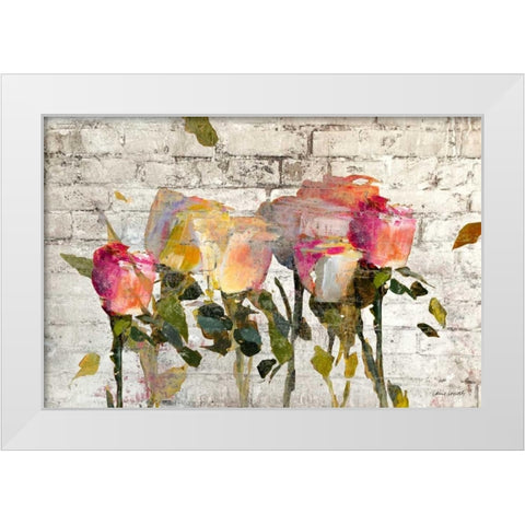 Long Stems on Brick White Modern Wood Framed Art Print by Loreth, Lanie