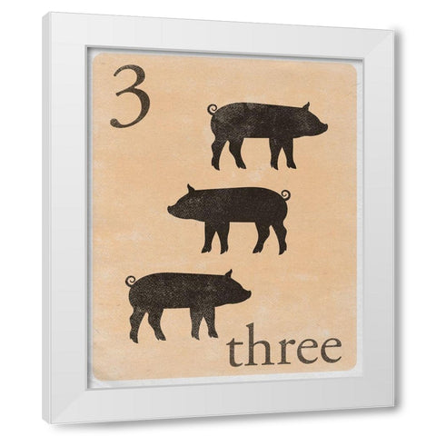 Count by Farm Animals III White Modern Wood Framed Art Print by SD Graphics Studio
