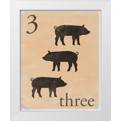 Count by Farm Animals III White Modern Wood Framed Art Print by SD Graphics Studio