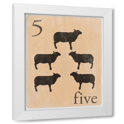 Count by Farm Animals V White Modern Wood Framed Art Print by SD Graphics Studio
