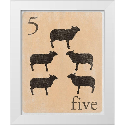 Count by Farm Animals V White Modern Wood Framed Art Print by SD Graphics Studio
