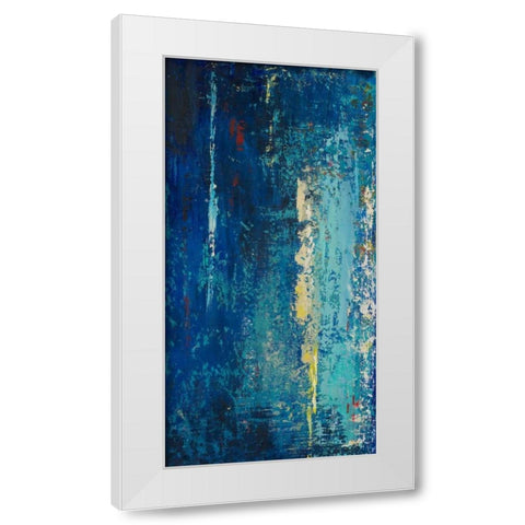 Deep Blue Abstract White Modern Wood Framed Art Print by Pinto, Patricia