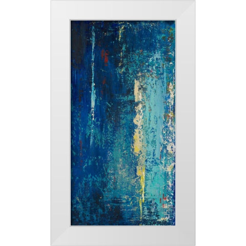 Deep Blue Abstract White Modern Wood Framed Art Print by Pinto, Patricia