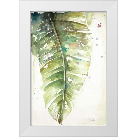 Watercolor Plantain Leaves I White Modern Wood Framed Art Print by Pinto, Patricia