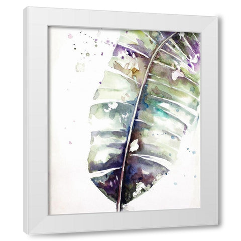 Watercolor Plantain Leaves with Purple II White Modern Wood Framed Art Print by Pinto, Patricia