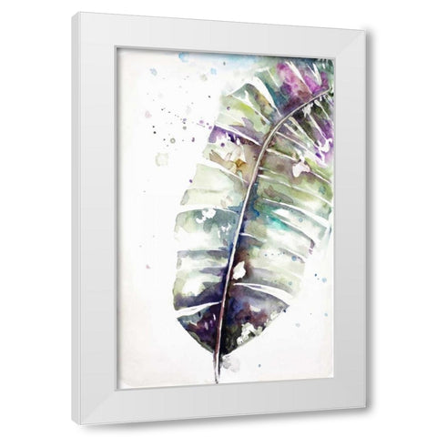 Watercolor Plantain Leaves with Purple II White Modern Wood Framed Art Print by Pinto, Patricia