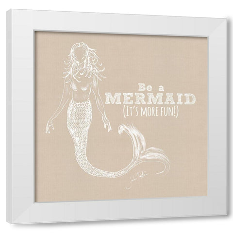Be A Mermaid White Modern Wood Framed Art Print by DeRice, Julie