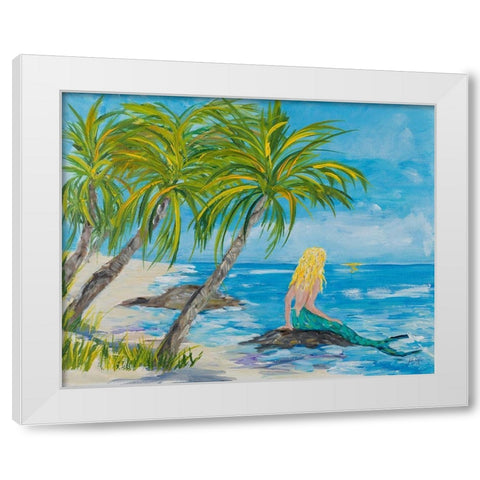 Mermaid Beach White Modern Wood Framed Art Print by DeRice, Julie