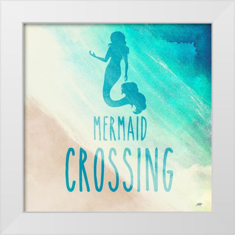 Mermaid Crossing White Modern Wood Framed Art Print by DeRice, Julie