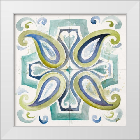 Contemporary Tiles with Paisley White Modern Wood Framed Art Print by Pinto, Patricia