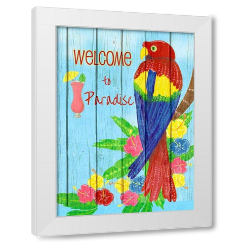 Parrot Party II White Modern Wood Framed Art Print by Metz, Andi