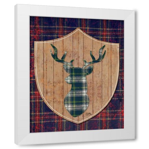 Tartan Shield On Plaid II White Modern Wood Framed Art Print by Medley, Elizabeth