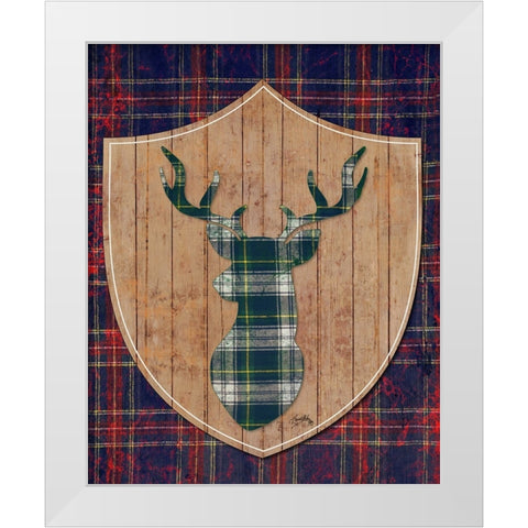 Tartan Shield On Plaid II White Modern Wood Framed Art Print by Medley, Elizabeth