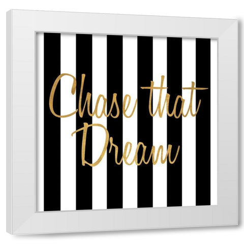 Chase That Dream Stripes White Modern Wood Framed Art Print by SD Graphics Studio