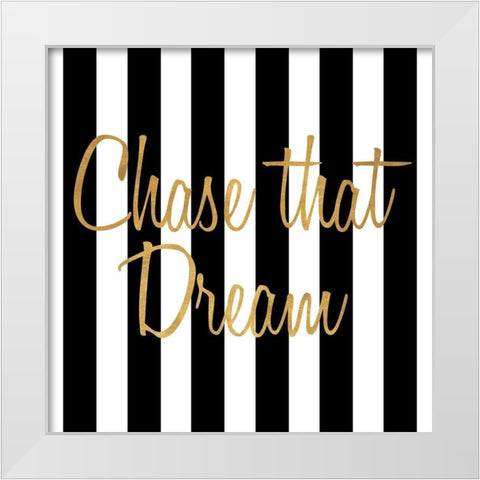 Chase That Dream Stripes White Modern Wood Framed Art Print by SD Graphics Studio