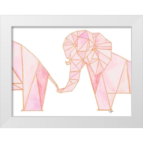 Follow The Elephant White Modern Wood Framed Art Print by James, Nola